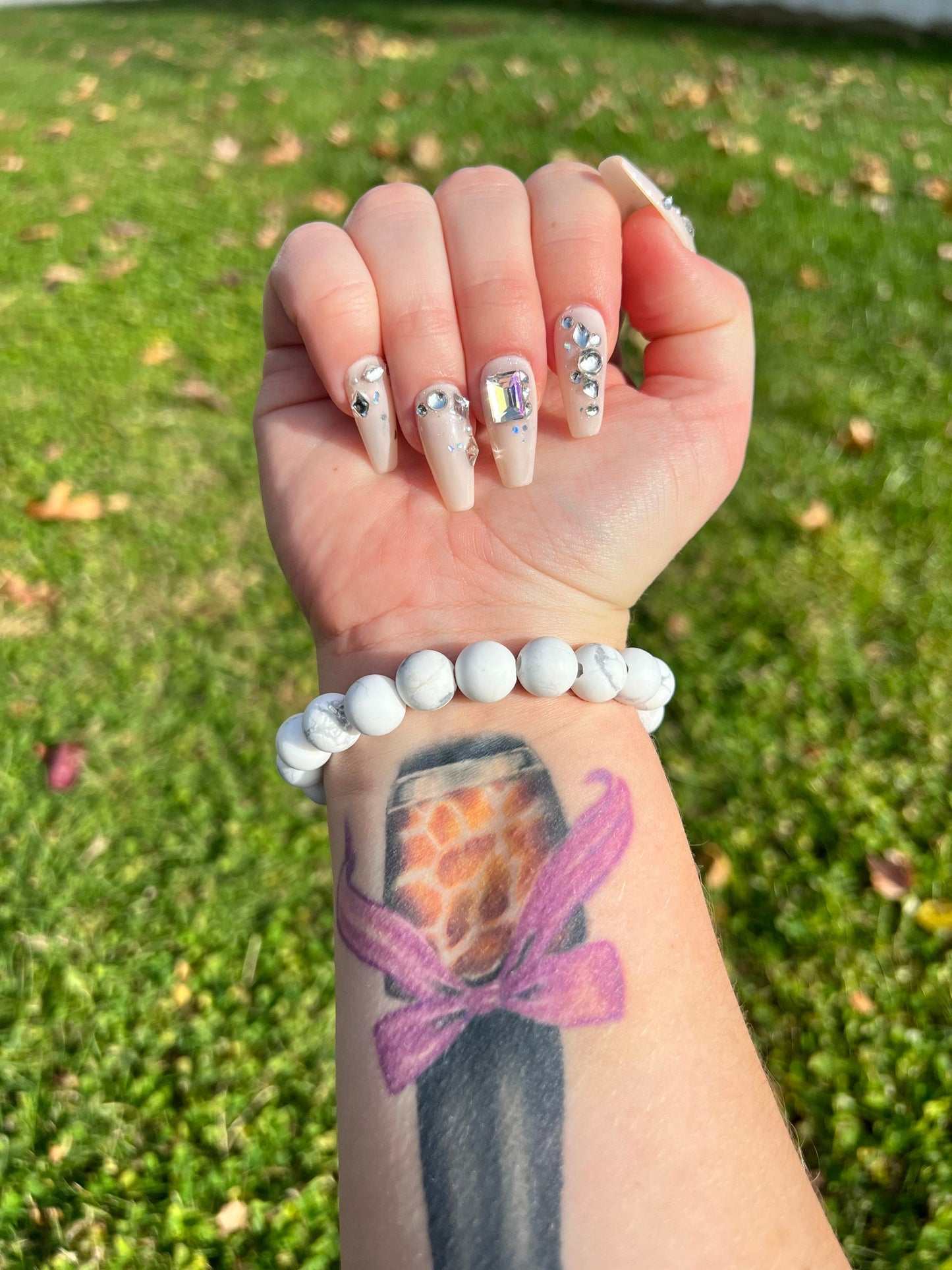 Matte Snow White Howlite Bracelet 10MM
