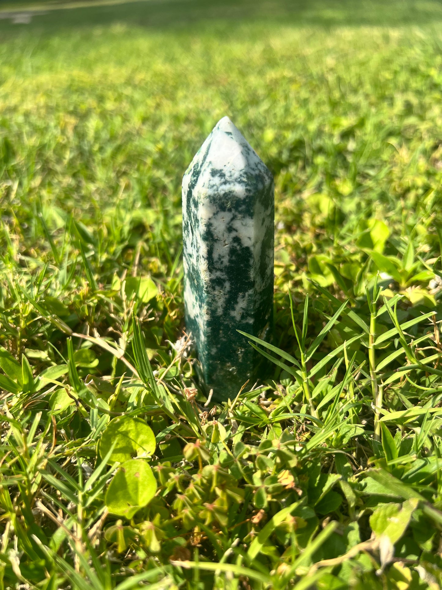 Beautiful Pine Green Tree Agate Tower