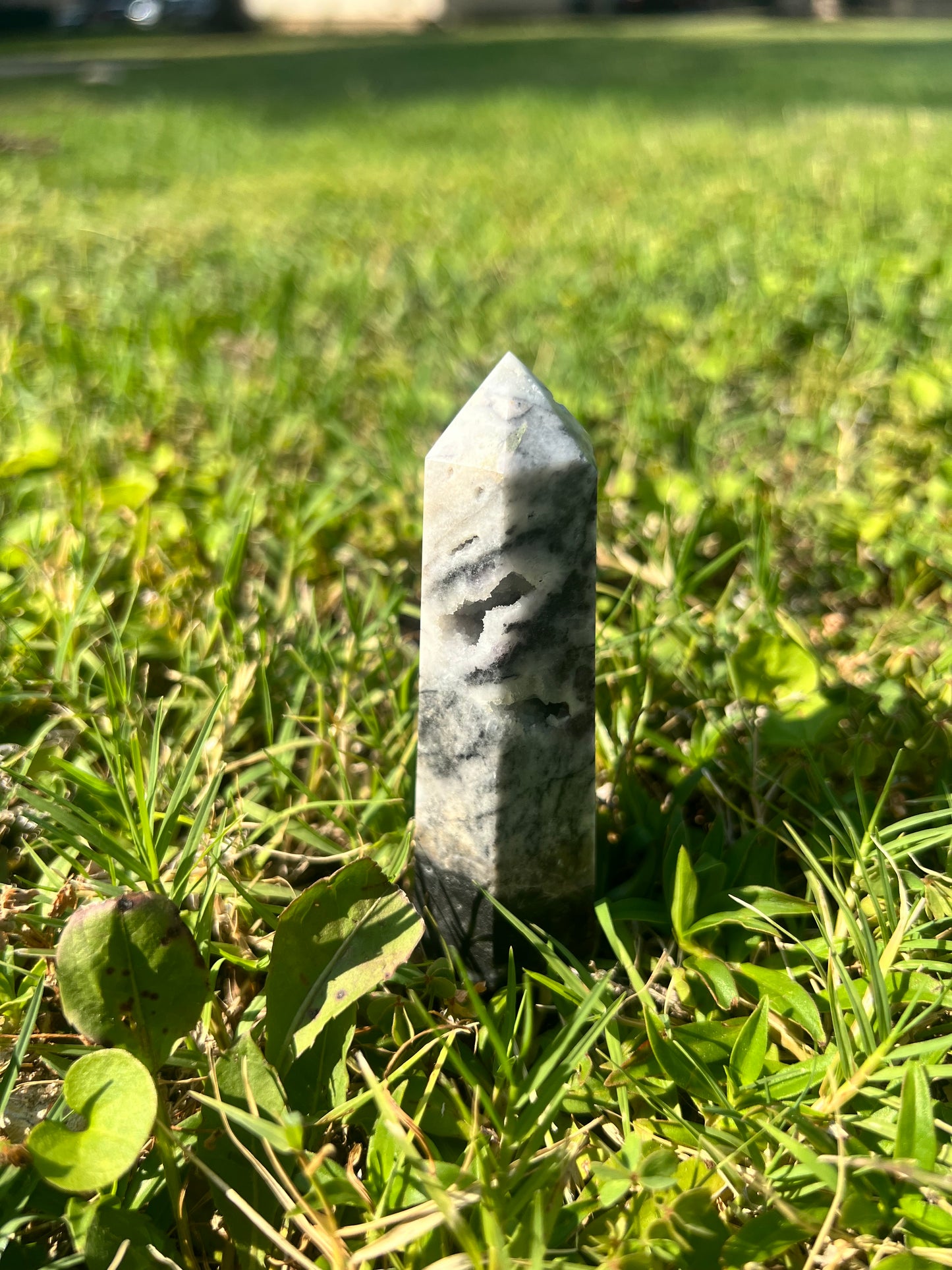 Beautiful Sphalerite Tower with Druzies and Purple Sections