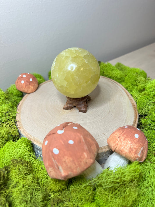 Beautiful Bright Yellow Lemon Calcite Sphere