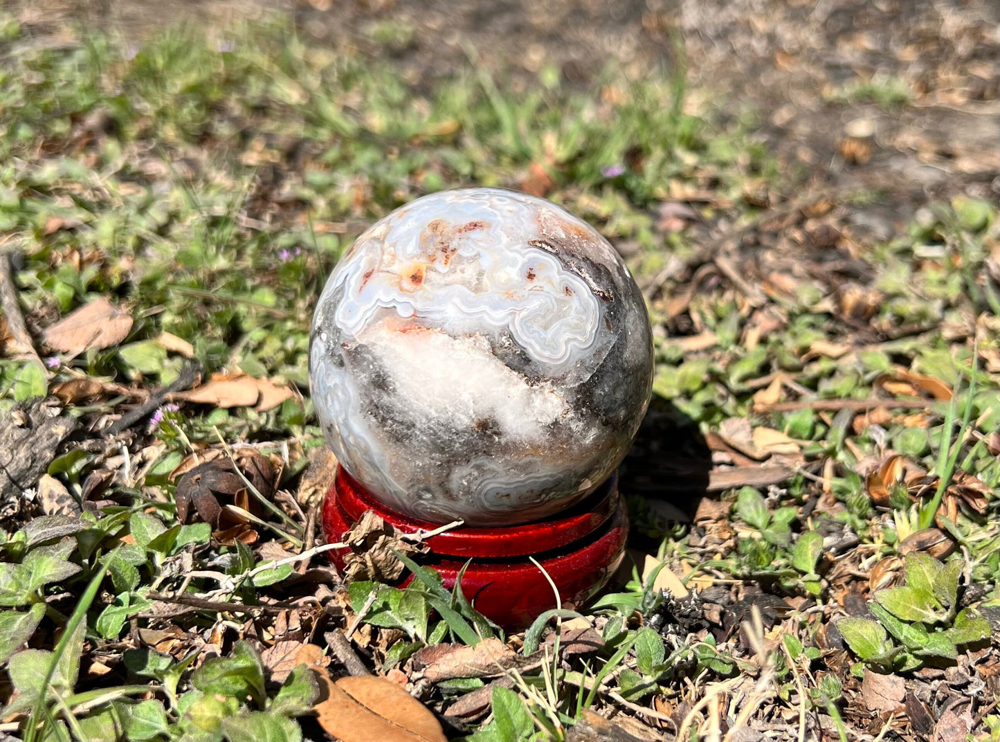Milky Crazy Lace Agate Sphere