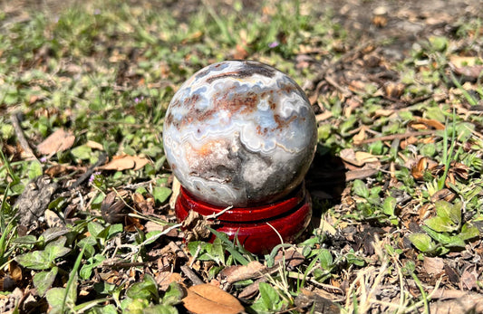 Milky Crazy Lace Agate Sphere