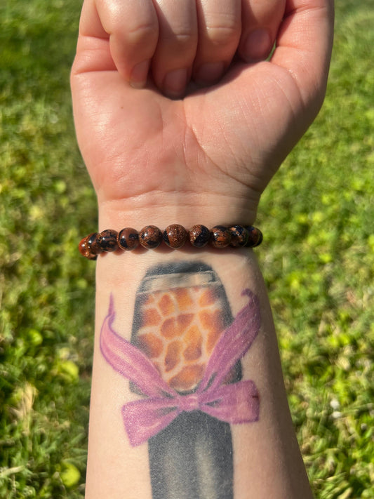 Beautiful Glittery Orange and Blue Mixed Sandstone Bracelet 8MM