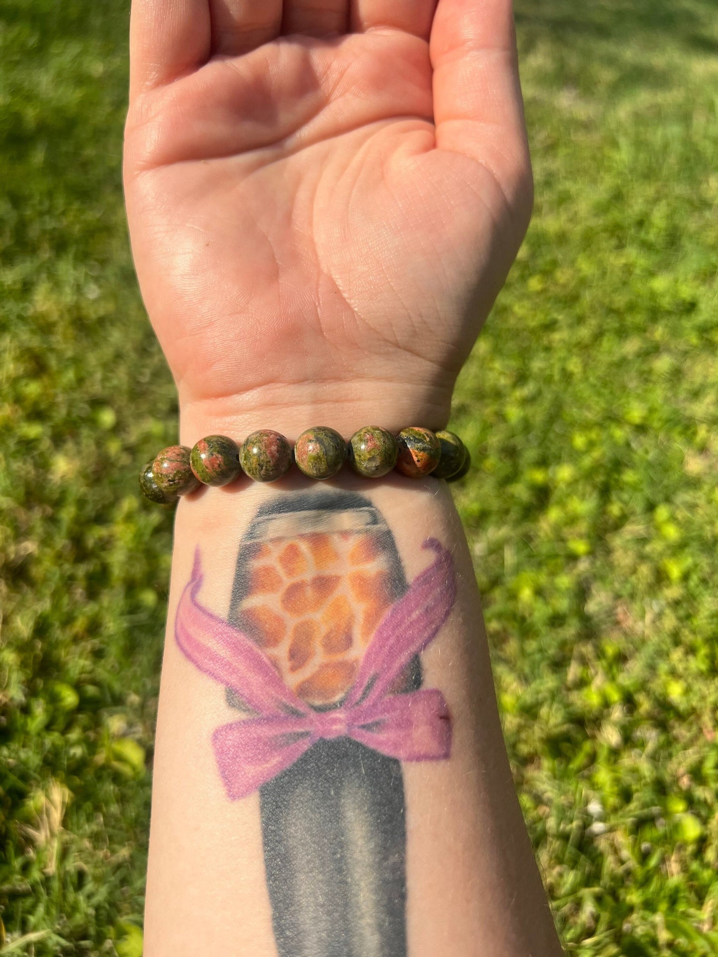 Beautiful Colorful Unakite Bracelet 10MM