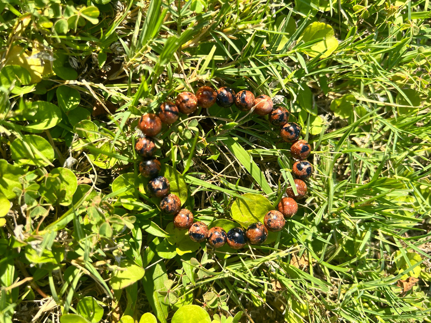 Beautiful Glittery Orange and Blue Mixed Sandstone Bracelet 8MM