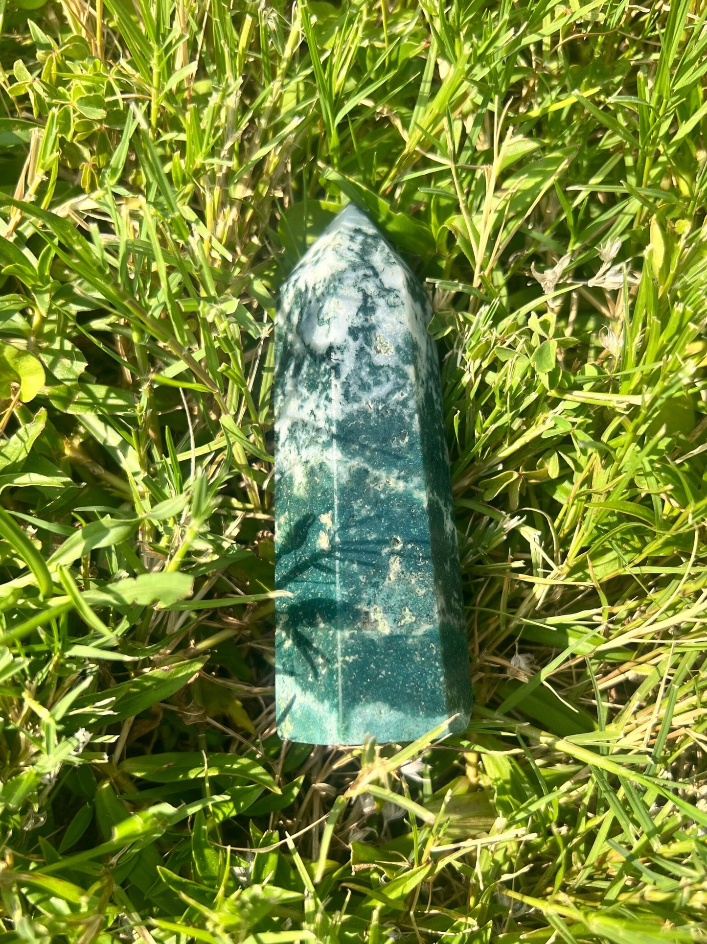 Beautiful Pine Green Tree Agate Tower