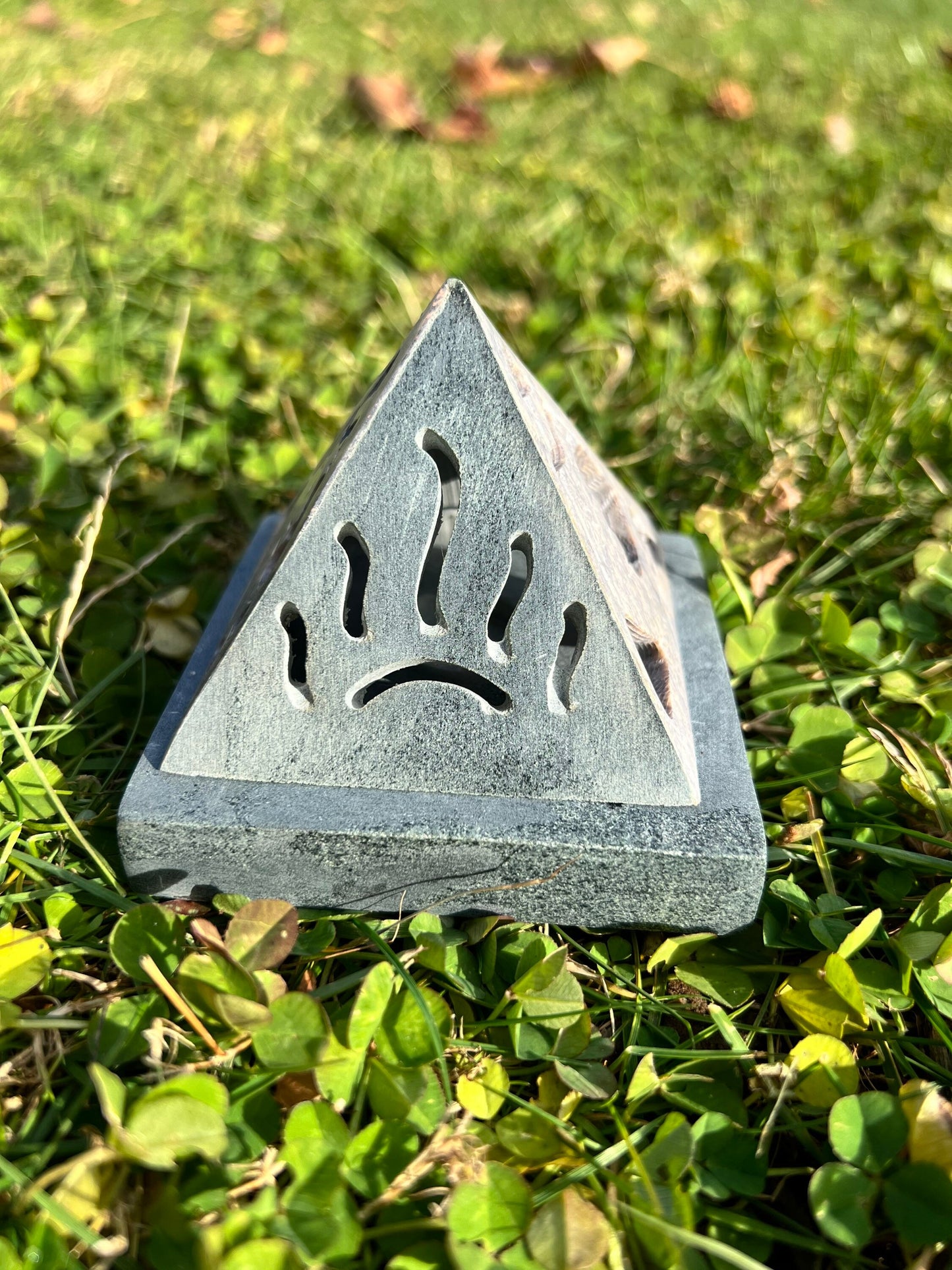 Gorgeous Sun Moon Soapstone Cone Incense Holder from India