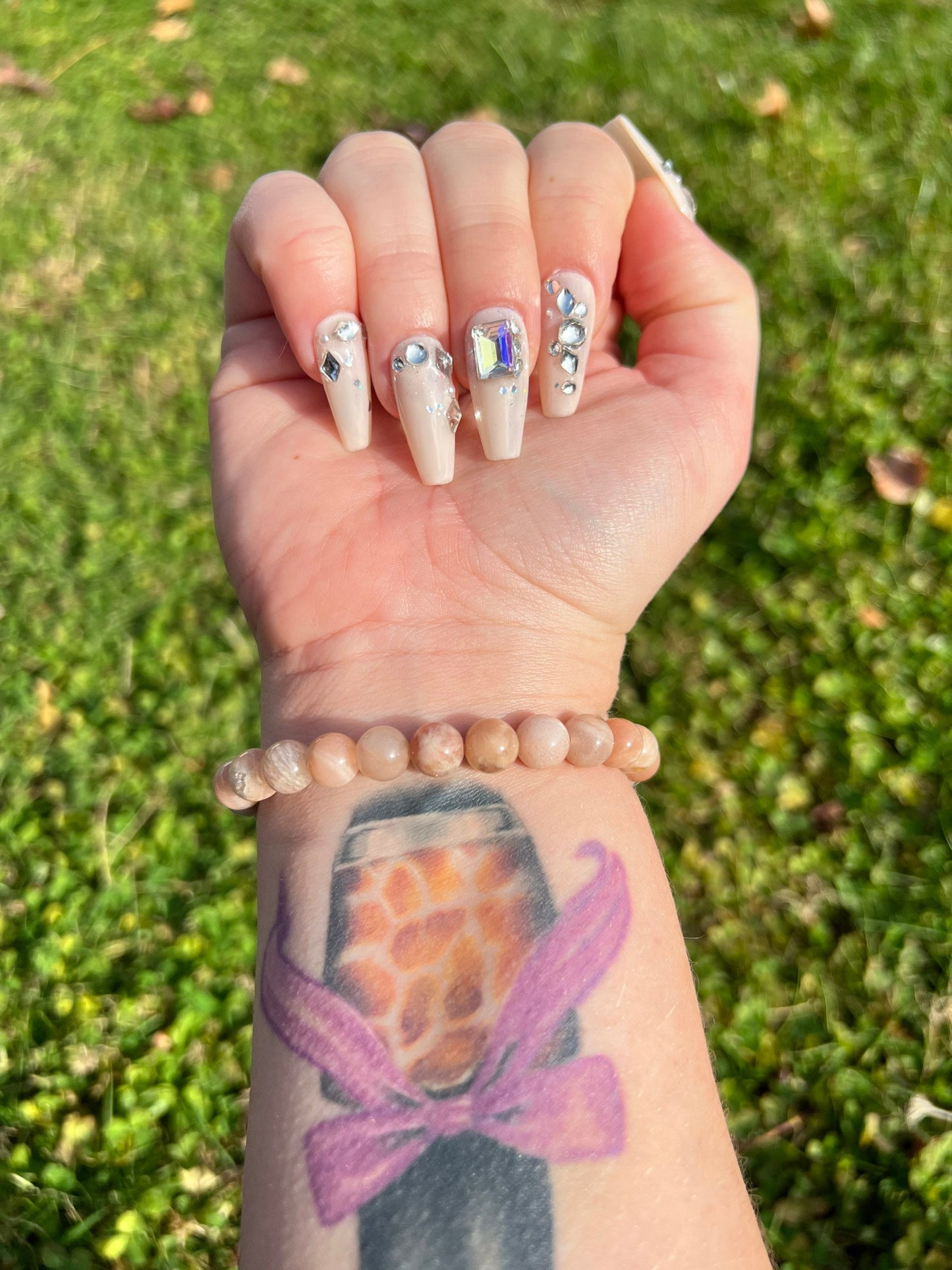 Gorgeous Peach Moonstone Bracelet with Beautiful Shine 8MM