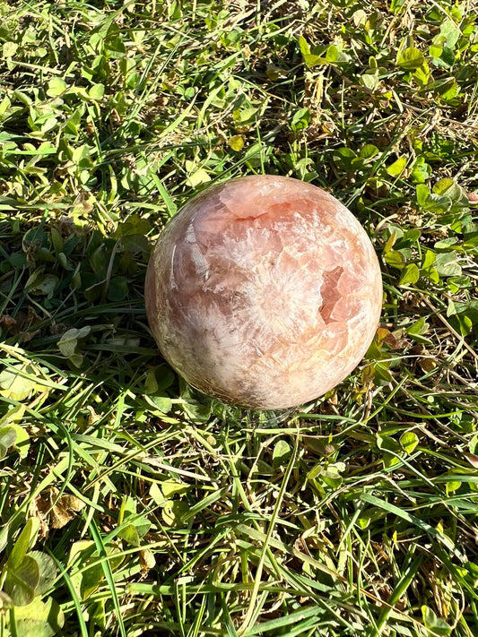 Gorgeous Cotton Candy Pink Flower Agate with Pink Amethyst Sphere