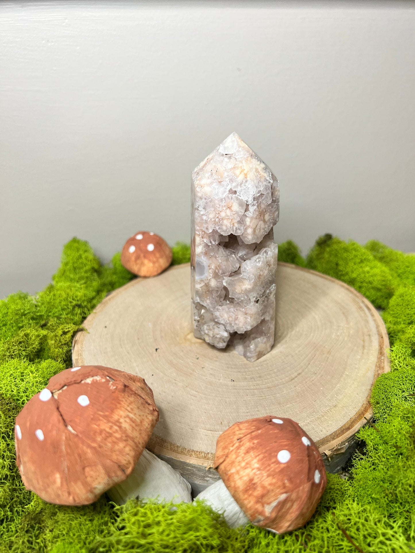 Stunning Unique Flower Agate With Pink Amethyst Tower