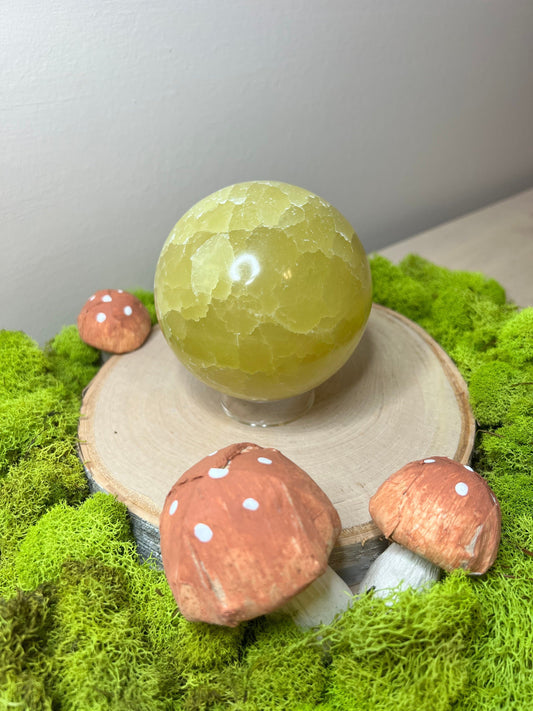 Gorgeous Large Bright Yellow Lemon Calcite Sphere