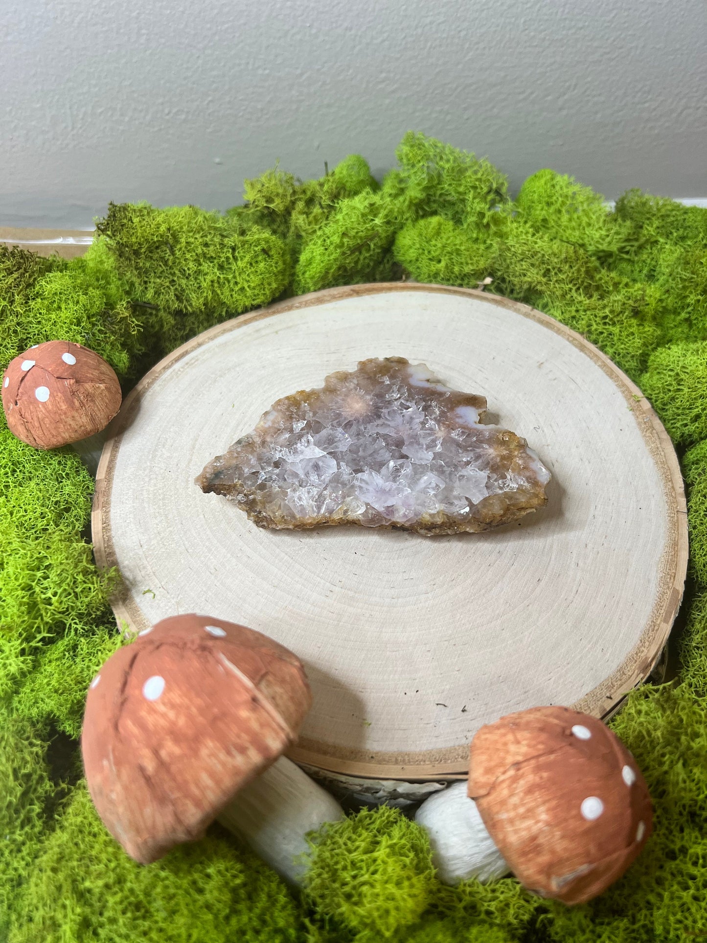Sparkly Flower Agate with Pink Amethyst Slab