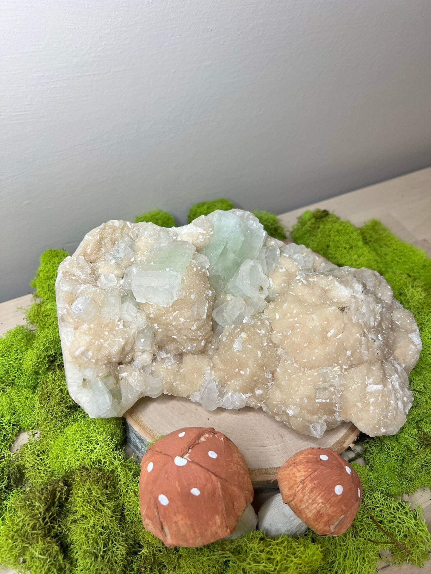 XL Mint Green Apophyllite with Stilbite Specimen Statement Piece