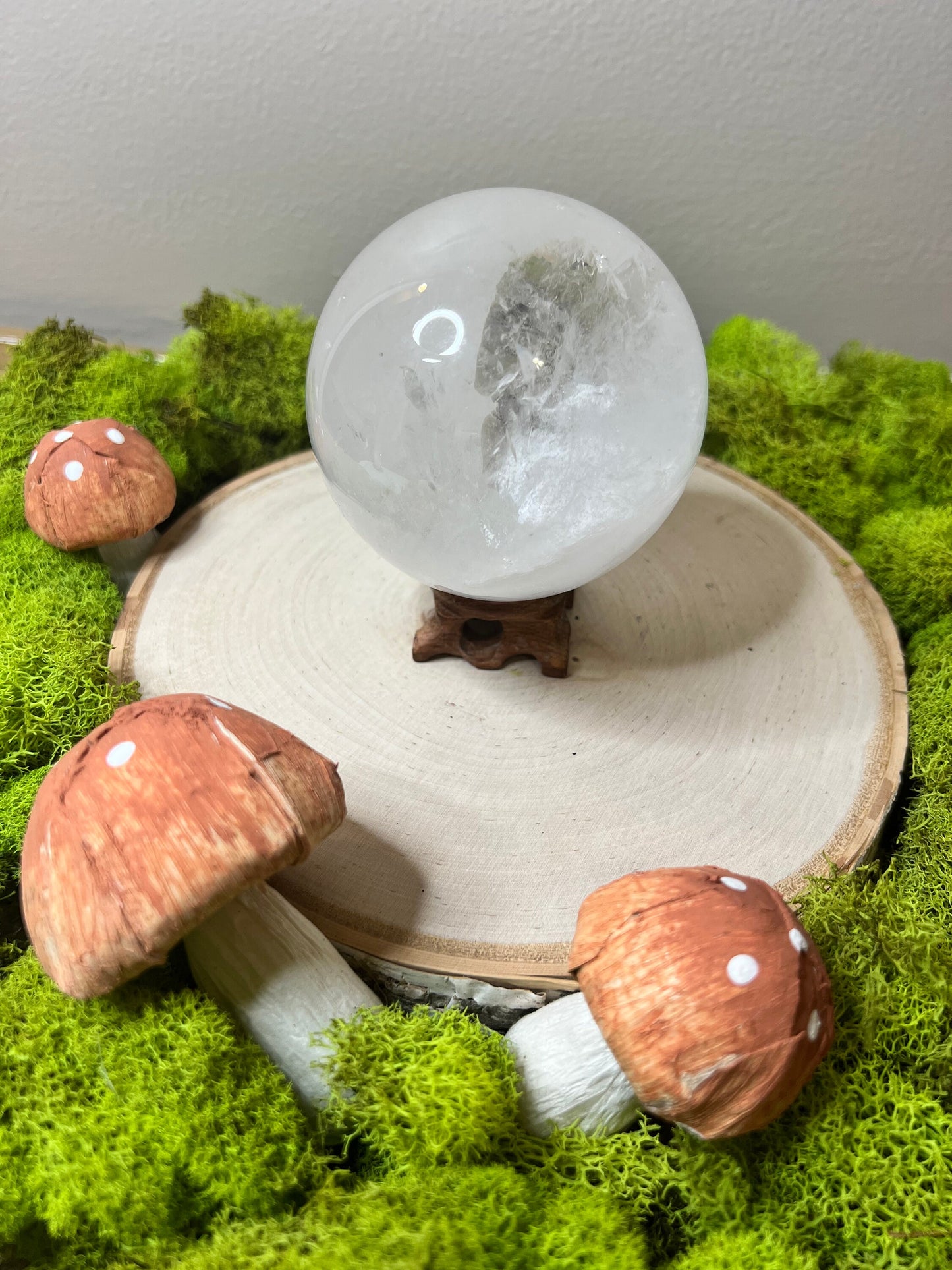 Ice Quartz Sphere with Big Rainbows