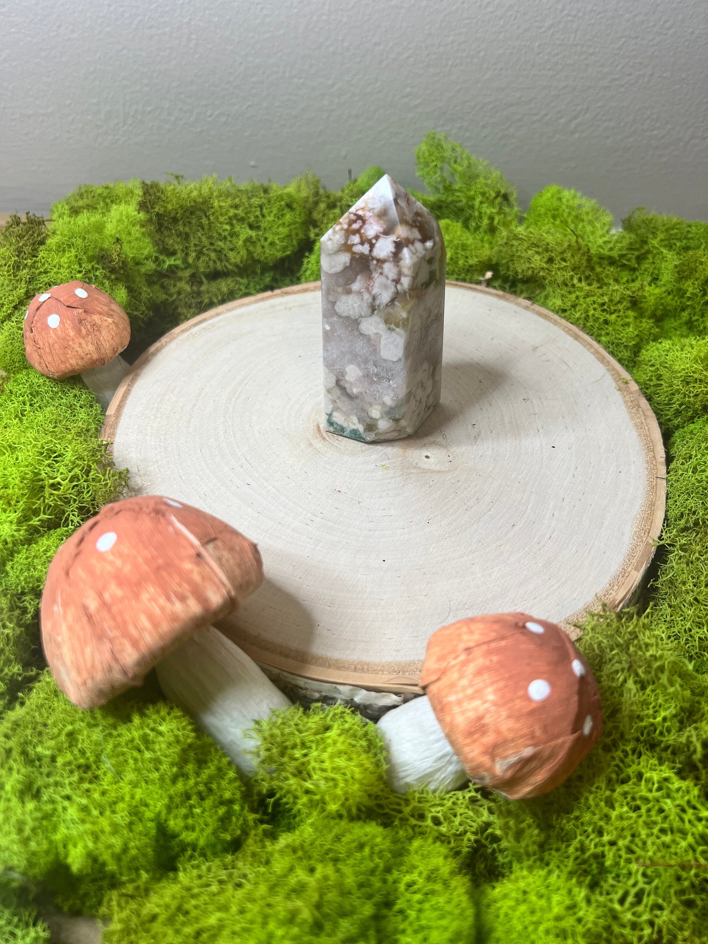 Stunning Glistening Flower Agate with Pink Amethyst Tower