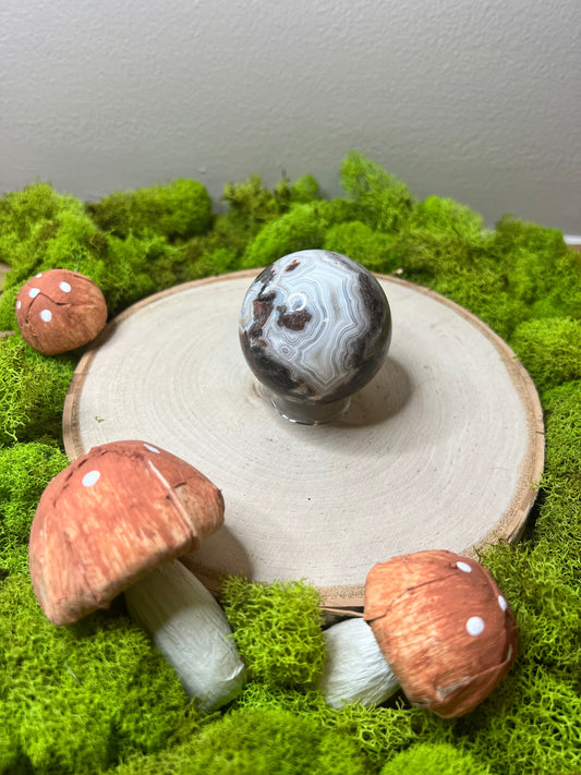 Milky Crazy Lace Agate Sphere