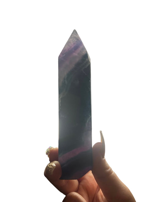 Beautiful Dark Rainbow Fluorite Tower