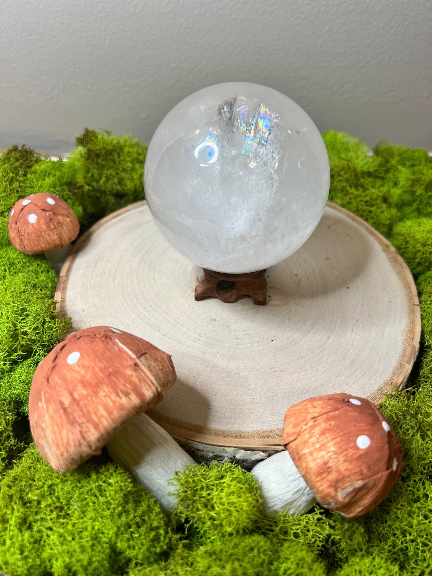 Ice Quartz Sphere with Big Rainbows